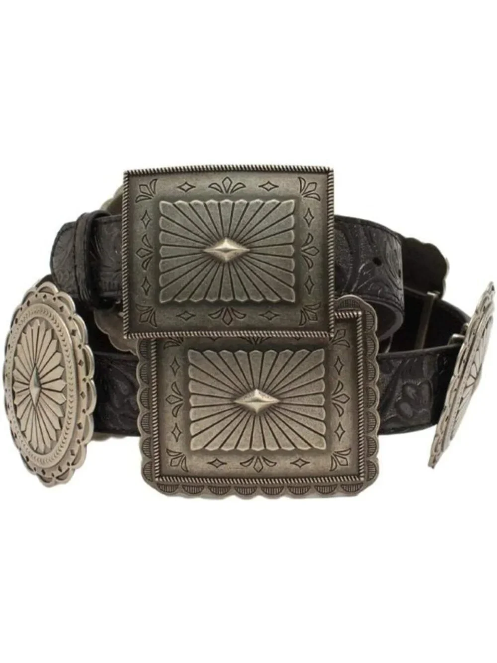 Stylish Tooled Concho Belt for Women - Western Fashion Accessory, Adjustable Fit